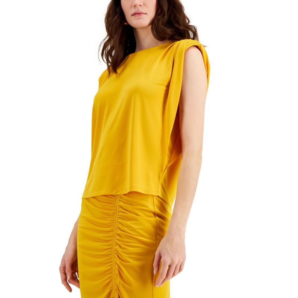 INC International Concepts Womens Ruched Shoulder Sleeveless Top